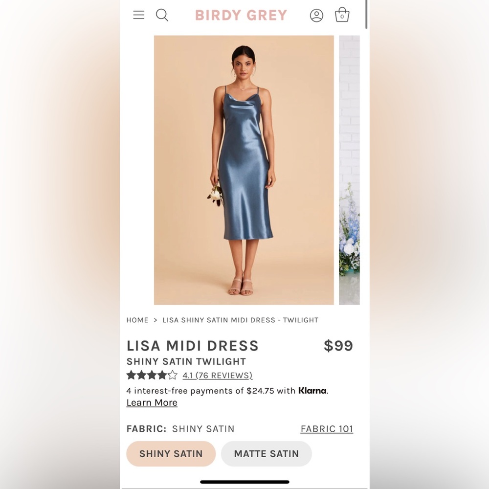 Birdy Grey Satin Lisa Midi Dress -Twilight